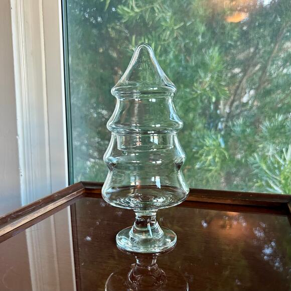 Vintage Christmas Tree 9” Footed Apothecary Jar – Festive Candy Dish - Picture 8 of 10